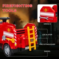 Qaba 12V Ride on Fire Truck with Siren, Flashing Lights Fire Extinguisher, Soft Start, Horn Music, Red(m-5)