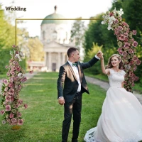 Outsunny 10FT x 10FT Wedding Arch Backdrop Stand, Metal Garden Balloon Arch Stand for Birthday Party, Bridal Shower, Graduation, Ceremony, Banquet Decorations, Gold(m-6)