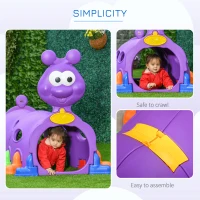 Qaba Caterpillar Tunnel, Toddler Tunnel for Kids Crawl and Climb Through, Kids' Play Structure Indoor Outdoor, 2 Sections, Purple(m-7)