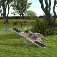 PawHut Wood Pet Seesaw Platform Dog Agility Training Equipment Run Game Toy Weather Resistant Pet Supplies Grey(m-10)