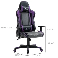 Vinsetto Gaming Chair Racing Style Ergonomic Office Chair High Back Computer Desk Chair Adjustable Height Swivel Recliner with Headrest and Lumbar Support, Purple(m-3)