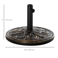 Outsunny 29 lb Heavy Duty Concrete Umbrella Base, 19" Round Parasol Holder for Outdoor, Garden, Backyard, Deck, Bronze(m-3)