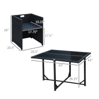 Outsunny 5 Pieces Wicker Patio Dining Set Outdoor Furniture Set with Removable Cushions, Glass Top Dining Table, PE Rattan Conversation Set for Garden Poolside Backyard, Cream(m-3)