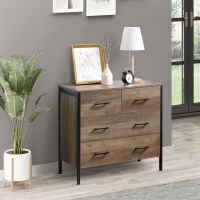 HOMCOM Dresser for Bedroom with 4 Drawers, Chest of Drawers with Metal Frame and Handles for Living Room, Hallway, Brown