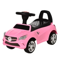 Aosom Kids Ride On Push Car, Foot-to-Floor Walking Sliding Toy Car for Toddler with Working Horn, Music, Headlights and Storage, Pink(m-13)