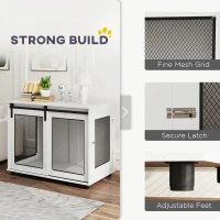PawHut 39" Dog Crate Furniture with Sliding Barn Door, Furniture Style Dog Cage End Table for Large Dogs, White(m-5)