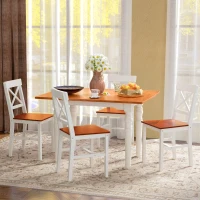 HOMCOM Farmhouse Wooden Dining Chairs Set of 4 with Cross Back, White(m-1)