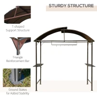 Outsunny 8x4ft BBQ Gazebo Tent Metal Frame Arch Canopy Garden Sunshade Portable Shelter Backyard with Side Shelf Coffee(m-6)