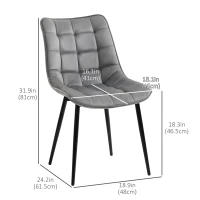 HOMCOM Upholstered Dining Chair Lounge Chair Soft Set of 2 Velvet-Touch Kitchen Reception Living Room Chair with Metal Legs, Grey(m-3)
