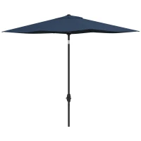 Outsunny 6.5' x 10' Rectangular Market Umbrella, Patio Outdoor Table Umbrella with Crank and Push Button Tilt, Blue(m-11)