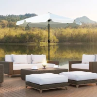 Outsunny 8.5 ft Outdoor Market Table Umbrella, Round Patio Umbrella with Tilt and Crank for Garden, Backyard, Deck, Cream White(m-8)