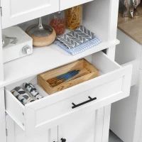 HOMCOM Kitchen Hutch Cabinet with Countertop, Kitchen Pantry Storage Cabinet with Wide Drawer, Buffet Hutch, White(m-8)