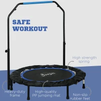 Soozier 40" Foldable Mini Fitness Trampoline, with Adjustable Foam Handle, Blue(m-6)