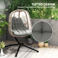 Outsunny Outdoor Swing Cushion, Tufted Patio Cushion Replacement for Garden Chair Egg Chair,  Indoor Outdoor Seat Cushion, Grey(m-7)