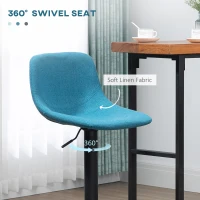 HOMCOM Adjustable Bar Stools, Swivel Bar Height Chairs Barstools Padded with Back for Kitchen, Counter, and Home Bar, Set of 4, Blue(m-6)
