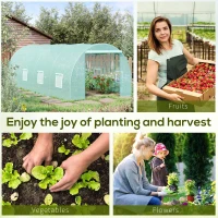 Outsunny 20' x 10' x 7' Walk-In Tunnel Greenhouse with Zippered Door & 8 Mesh Windows, Large Garden Green House Kit, Galvanized Steel Frame, Green(m-7)