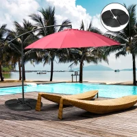Outsunny 4PCs Cantilever Umbrella Base Weights for Offset Banana Parasol, Wicker Effect HDPE Water or Sand Filled Patio Umbrella Weights with Built-in Handles, Black(m-8)