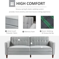 HOMCOM 3 Seater Sofa Bed with Reclining Split Back & Rubber Wood Legs, Light Gray(m-6)