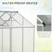Outsunny 6' L x 6' W Walk-In Polycarbonate Greenhouse with Roof Vent for Ventilation & Rain Gutter for Winter(m-6)