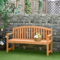 Outsunny 55" Wooden Garden Bench, 2 Seater Outdoor Patio Seat with Slatted Design for Deck, Porch or Garden, Natural(m-10)
