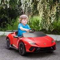Qaba 12V Lamborghini Huracan Licensed Kids Electric Car with Remote Control, Spring Suspension, Transport Wheels, Red(m-8)