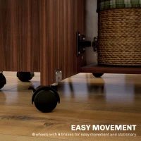 HOMCOM Drop Leaf Dining Table, Mobile Folding Table on Wheels with Drawers and Cabinet for Dining Room, Kitchen, Brown(m-7)