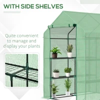 Outsunny 56" x 54" x 74" Walk-in Greenhouse Portable Garden Plant Flower Seed Warm House with 8 Shelves Outdoor Plant Growth Hot House PE Cover Green(m-6)