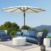 Outsunny 10' Offset Patio Umbrella Cantilever Umbrella with Aluminium Pole 360° Rotation and Tilt Adjustment, White(m-10)