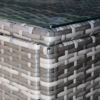 Outsunny 3 Pieces Wicker Patio Furniture Set, Rattan Bistro Set with Coffee Table and Cushions, Outdoor Conversation Set for Garden, Porch, Balcony, Blue(m-9)