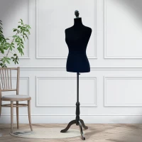 HOMCOM Female Fashion Mannequin Dress Form Torso Dressmaker Stand Clothing Display w/ Base (Black)(m-1)