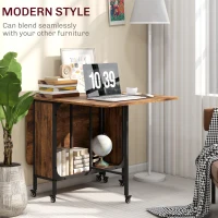 HOMCOM Folding Dining Table, Extendable Kitchen Table for Small Spaces with Storage Shelf and 6 Wheels, Rustic Brown(m-7)