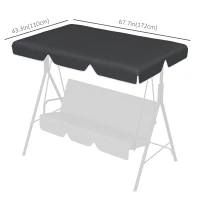 Outsunny 2/3 Seater Swing Canopy Replacement, Outdoor Swing Seat Top Cover, UV50+ Sun Shade (Canopy Only), Black(m-3)