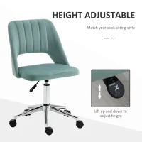 Vinsetto Mid Back Office Chair Velvet Fabric Swivel Scallop Shape Computer Desk Chair, Green(m-4)