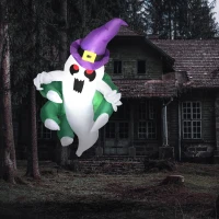 Outsunny 3.9ft Inflatable Halloween Window Sticker Ghost, Blow Up LED  Display for Garden Indoor Outdoor(m-10)