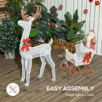 Outsunny Outdoor Lighted Deer Xmas Decor, Light Up Reindeer Christmas Decoration w/ 170 LED Lights for Holiday, Garden, White(m-5)