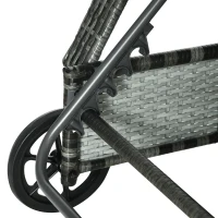 Outsunny Wicker Outdoor Chaise Lounge, 5-Level Adjustable Backrest PE Rattan Pool Lounge Chair with Wheels, Cushion & Headrest, Mixed Gray and Charcoal Gray(m-8)