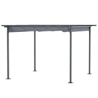 Outsunny 11.5' x 11.5' Outdoor Retractable Pergola Canopy, Metal Patio Shade Shelter for Backyard, Porch Party, Garden, Grill Gazebo, Gray(m-11)