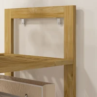 HOMCOM 66" x 14" Standing Mirror with 6-Tier Shelf, Floor Mirror Full Body Mirror for Bathroom, Living Room, Nature Wood(m-9)