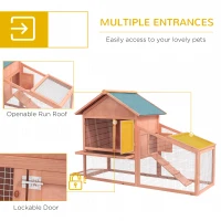 PawHut 2 Tier Rabbit Hutch Outdoor Bunny House Guinea Pig Cage with Removable Tray, Ramp, Asphalt Roof(m-5)