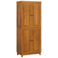 HOMCOM 72.5" Kitchen Cabinet, Pantry Storage Cabinet with 4 Doors and 2 Adjustable Shelves for Dining Room, Distressed Brown(m-11)