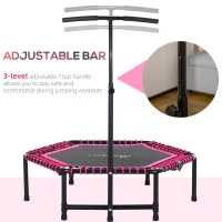 Soozier 48" Adult Hexagon Rebounder Trampoline Fitness Bungee Jumping Cardio Trainer Outdoor Bouncer Jumper Adjustable Bar Pink(m-5)