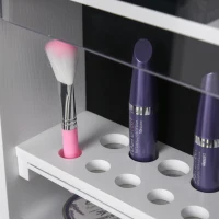 HOMCOM Jewelry Armoire with Mirror and 18 LED Lights, Wall-Mounted/Over-The-Door Cabinet with 3 Mountable Heights, White(m-9)