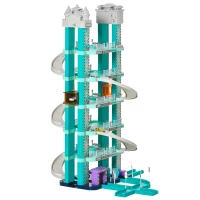 Qaba 6-Level Car Parking Garage Toy Race Tracks Car Ramp Set Toddler Car Games w/ Cars Maunal & Electric Elevators Wash, Gas, Ejector & Car Repair Station for 3-6 Years Old(m-11)