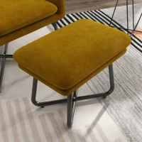 HOMCOM Modern Accent Chair with Ottoman, Upholstered Armchair with Footrest, Cross Metal Legs and Padded Cushion for Living Room, Bedroom, Yellow(m-10)