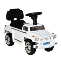 Aosom Kids Ride on Push Car, SUV Style Sliding Walking Car for Toddle with Horn, Music, Working Lights, Hidden Storage and Anti-dumping System, White(m-1)
