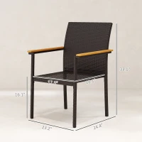 Outsunny Stackable Patio Wicker Dining Chair Set of 2 with Cushions, Backrest, Armrests for Deck, Garden, Cream White(m-3)