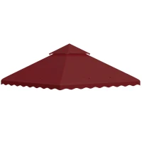 Outsunny 10' x 10' Gazebo Replacement Canopy Cover, 2 Tier Gazebo Roof Replacement TOP ONLY, Burgundy(m-2)