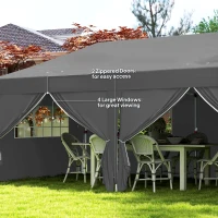 Outsunny 10' x 20' Pop Up Canopy Tent Outdoor Portable Easy Up Party Tent Garden Shade Shelter with Walls Carrying Bag, Black(m-7)