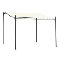 Outsunny 10' x 10' Steel Outdoor Pergola Gazebo, Patio Canopy with Weather-Resistant Fabric and Drainage Holes for Backyard, Deck, Garden, Cream White(m-1)