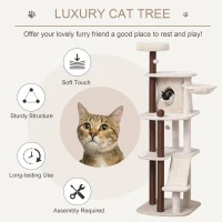 PawHut 68" Cat Tree Tower, Large Cat Condo Furniture, Multi-Level Cat Tower with Scratching Posts, Ramp, Perches, Dangling Ball(m-6)